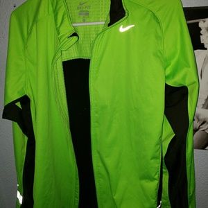 Nike neon green mens zip up sweater